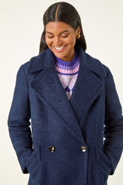 Roman Textured Buttoned Boucle Coat
