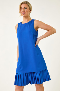 Roman Petite Royal Blue Pleated Hem Shift Dress