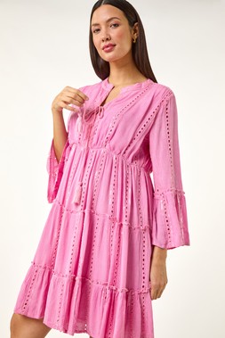 Roman Shimmer Tie Detail Smock Dress
