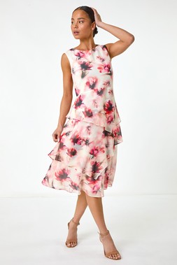 Roman Petite Floral Overlay Dress