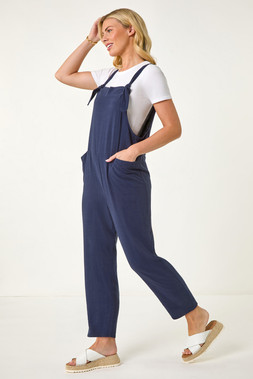 Roman Petite Navy Strap Woven Jumpsuit