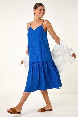 Roman Broderie Frill Tiered Midi Dress