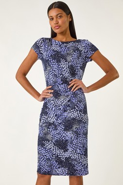 Roman Lilac Floral Print Gathered Shift Dress
