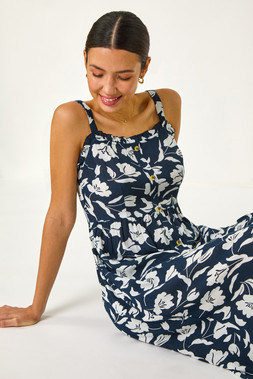 Roman Floral Print Midi Sundress