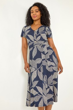 Roman Petite Leaf Tie Waist Midi Dress