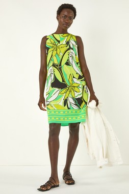 Roman Tropical Leaf Border Shift Dress