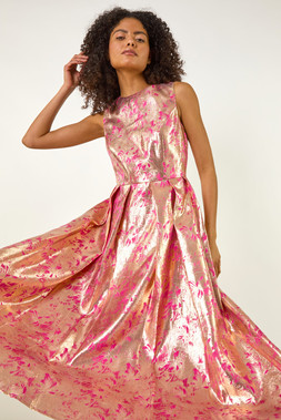 Roman Dusk Sleeveless Jacquard Fit & Flare