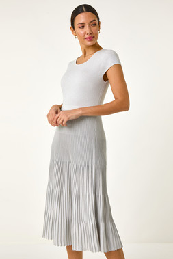 Roman Shimmer Knit Pleated Dress