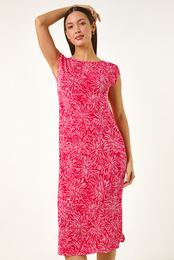Roman Abstract Print A-Line Midi Dress