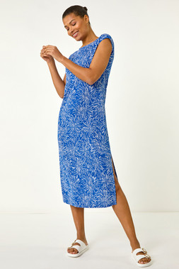 Roman Abstract Print A-Line Midi Dress