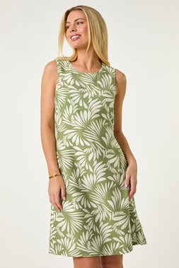Roman Petite Leaf Print Shift Dress