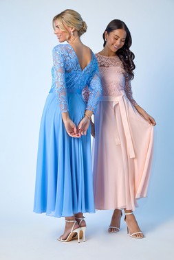 Roman Petite Light Pink Lace Bodice Tie Waist Dress & Roman Petite Blue Lace Bodice Tie Waist Dress