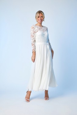 Roman Petite Ivory Lace Bodice Tie Waist Dress