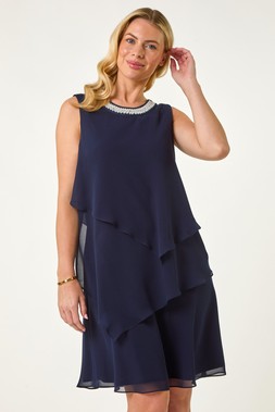 Roman Petite Trim Layer Shift Dress