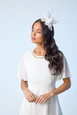 Roman Petite Trim Neck Short Sleeve Dress