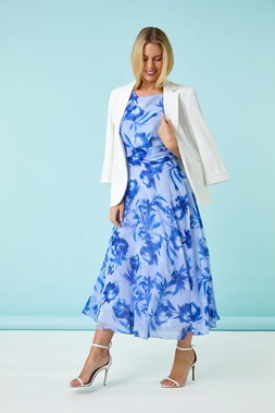 Roman Petite Floral Print Midi Dress