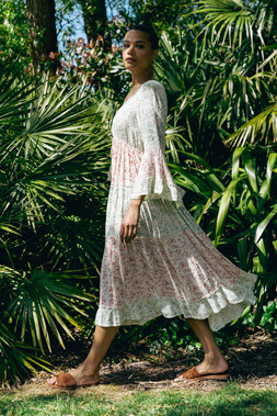 Roman Red Mix Print V-Neck Maxi Dress