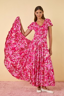 Roman Floral Ruched Maxi Dress