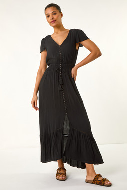 Roman Tiered Buttoned Maxi Dress