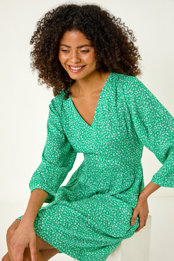 Roman Dusk Green Ditsy Floral Fit & Flare Dress