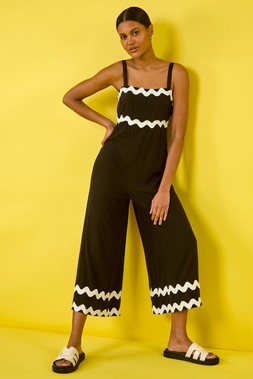 Roman Black Ric Rac Jumpsuit