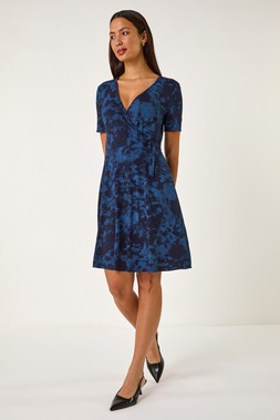 Roman Tie Dye Buckle Wrap Dress