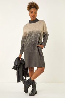 Roman Grey Ombre Speckled Knit Dress