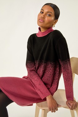 Roman Red Ombre Speckled Knit Dress
