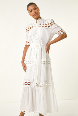 Roman Lace Detail Belted Midi Dress