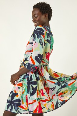 Roman Multi Abstract Print Button Shirt Dress