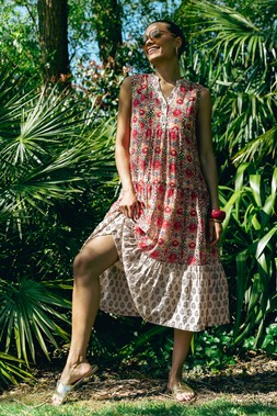 Roman Border Print Smock Dress