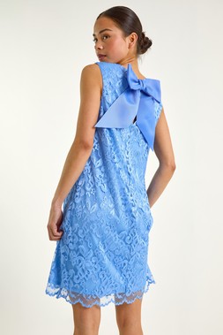 Roman Petite Blue Bow Back Lace Shift Dress