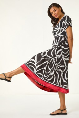Roman Linear Border Shirt Dress