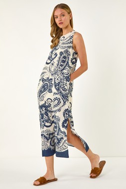 Roman Paisley Print Midi Dress