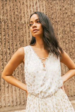 Roman Dusk White Leopard Foil Dress
