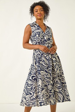 Romnan Petite Abstract Midi Shirt Dress