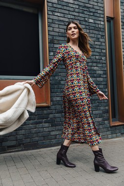 Roman Amber Geo Print Midi Dress