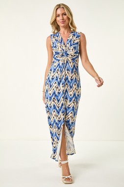 Roman Petite Abstract Twist Maxi Dress