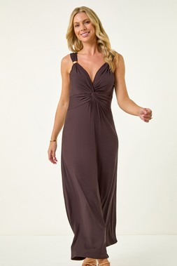 Roman Petite Chocolate Twist Front Stretch Strap Dress