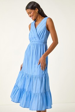 Roman Embroidered V-Neck Midi Dress