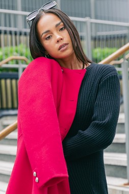 Roman Petite Red Military Buttoned Coat