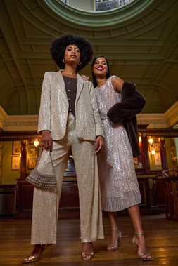 Roman Champagne Relaxed Sequin Blazer