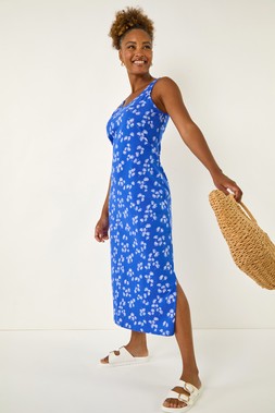 Roman Blue Dandelion Print Midi Dress