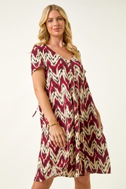 Roman Petite Abstract Print Swing Stretch Dress