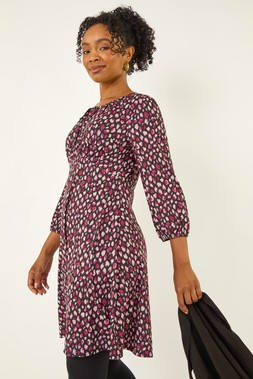 Roman Petite Pink Spot Tie Front Dress