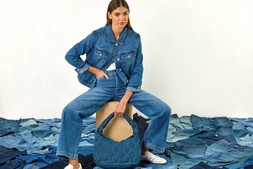 Roman Light Denim Cotton Blend Wide Leg Stretch Jeans and Roman Blue Classic Cotton Denim Jacket