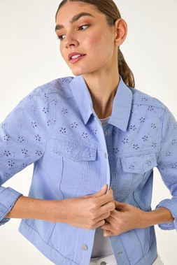 Roman Cotton Blend Broderie Sleeve Jacket