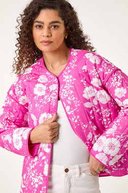 Roman Pink Floral Print Cotton Jacket