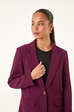 Roman Petite Plum Textured Buttoned Blazer