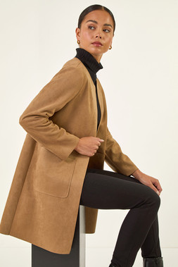 Roman Petite Tan Faux Suede Jacket